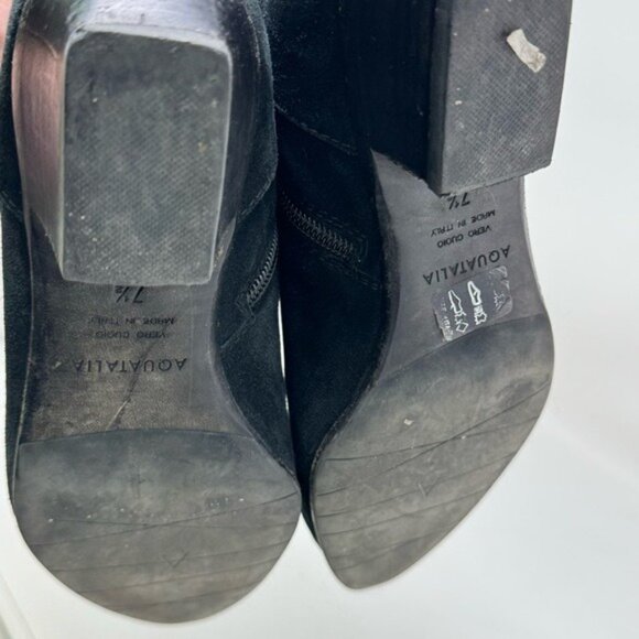 Aquatalia Black Suede Ankle Boots Block Heel Zipper Pointed Toe Size 7.5 - Picture 9 of 16